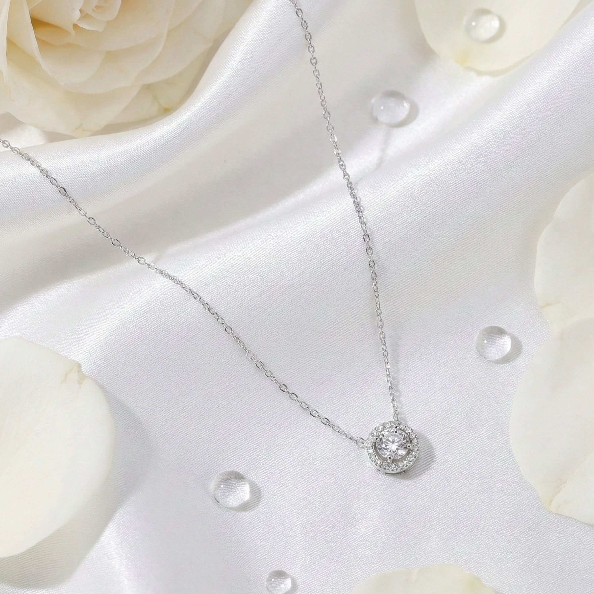 Round Silver Diamond Pendant